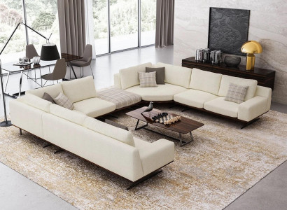 Complete Sofa U-shape Fabric Sofa Couch Living room Design Modern Coffee table new
